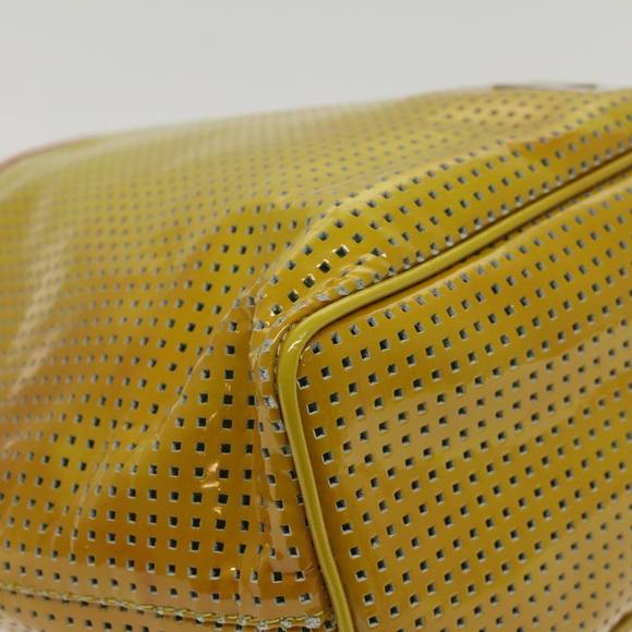 FENDI punching Hand Bag Patent leather Yellow Auth yk8587 - Picture 14 of 16